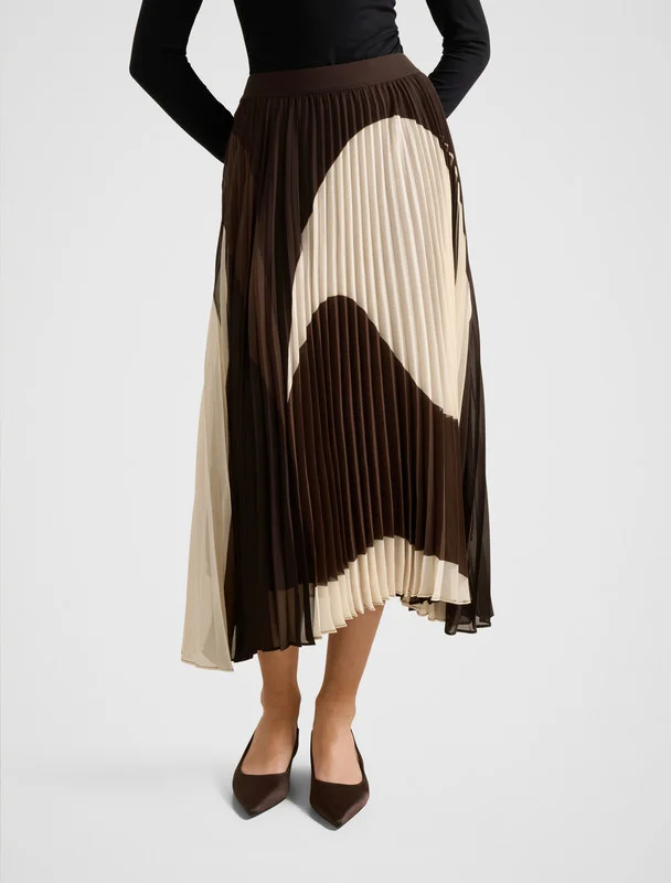forever new  EVA Color Block Pleated Midi Skirt for Women | Best Price UAE